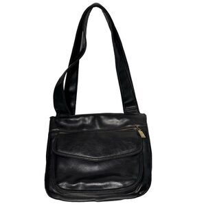 Rosetti Black Pebbled Faux Vegan Leather Shoulder Bag Purse Compartments Pockets